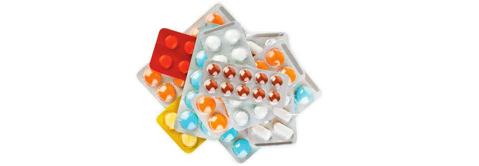  Packs of pills isolated on white background